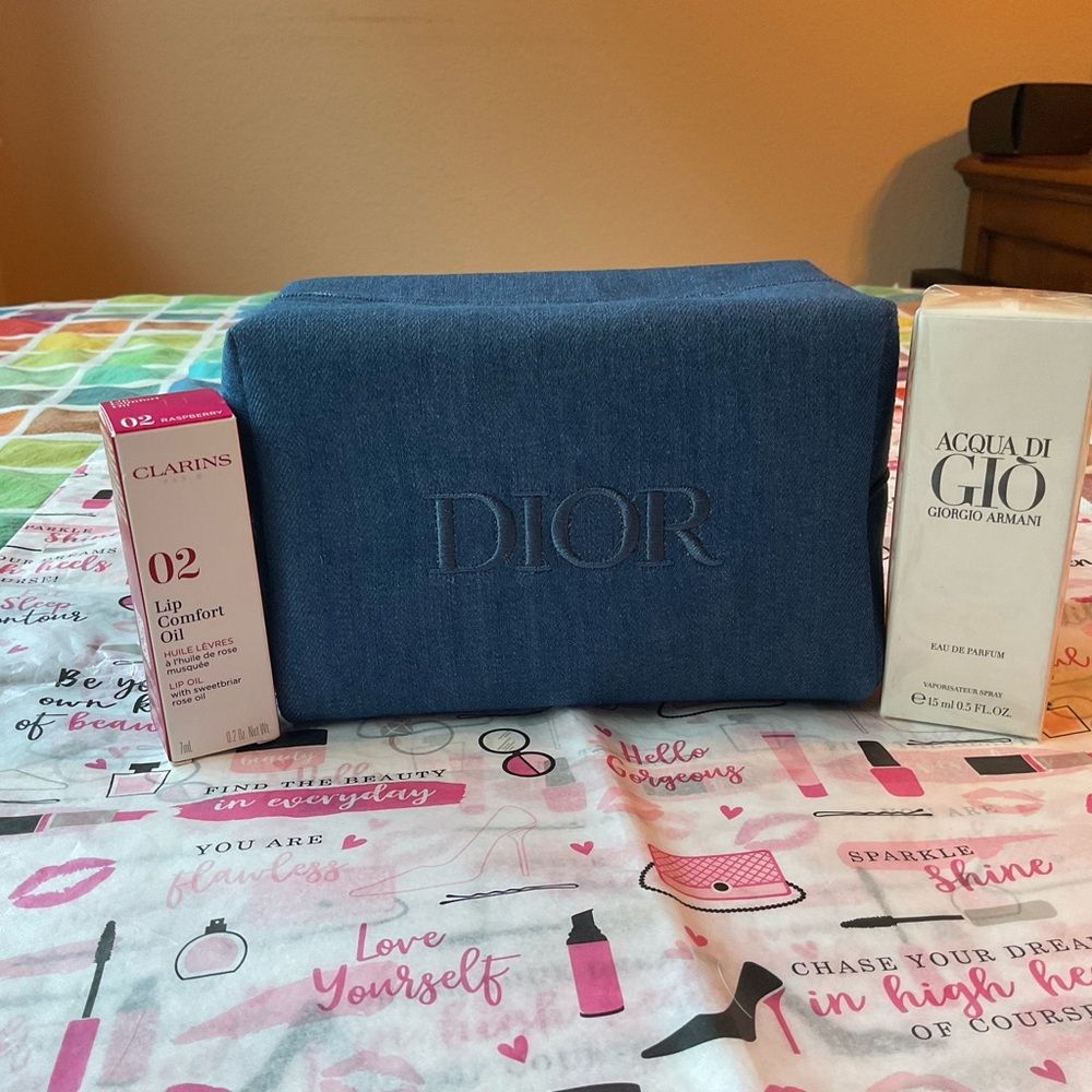 ❤️💄❤️ CHRISTIAN DIOR DENIM POUCH BUNDLE  💄❤️💄 NWT ❤️💄❤️